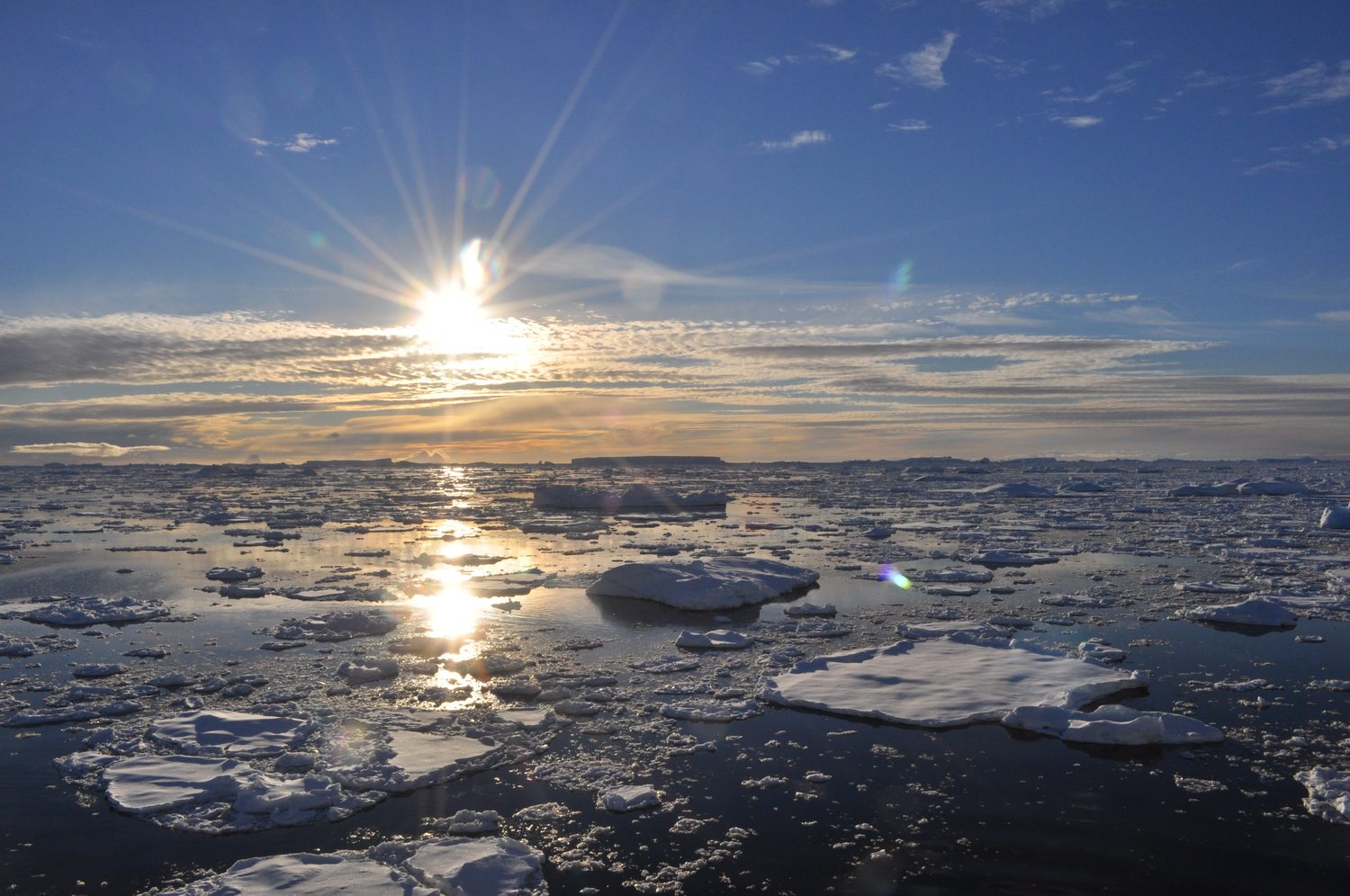 Sea ice at sunset, Antarctica