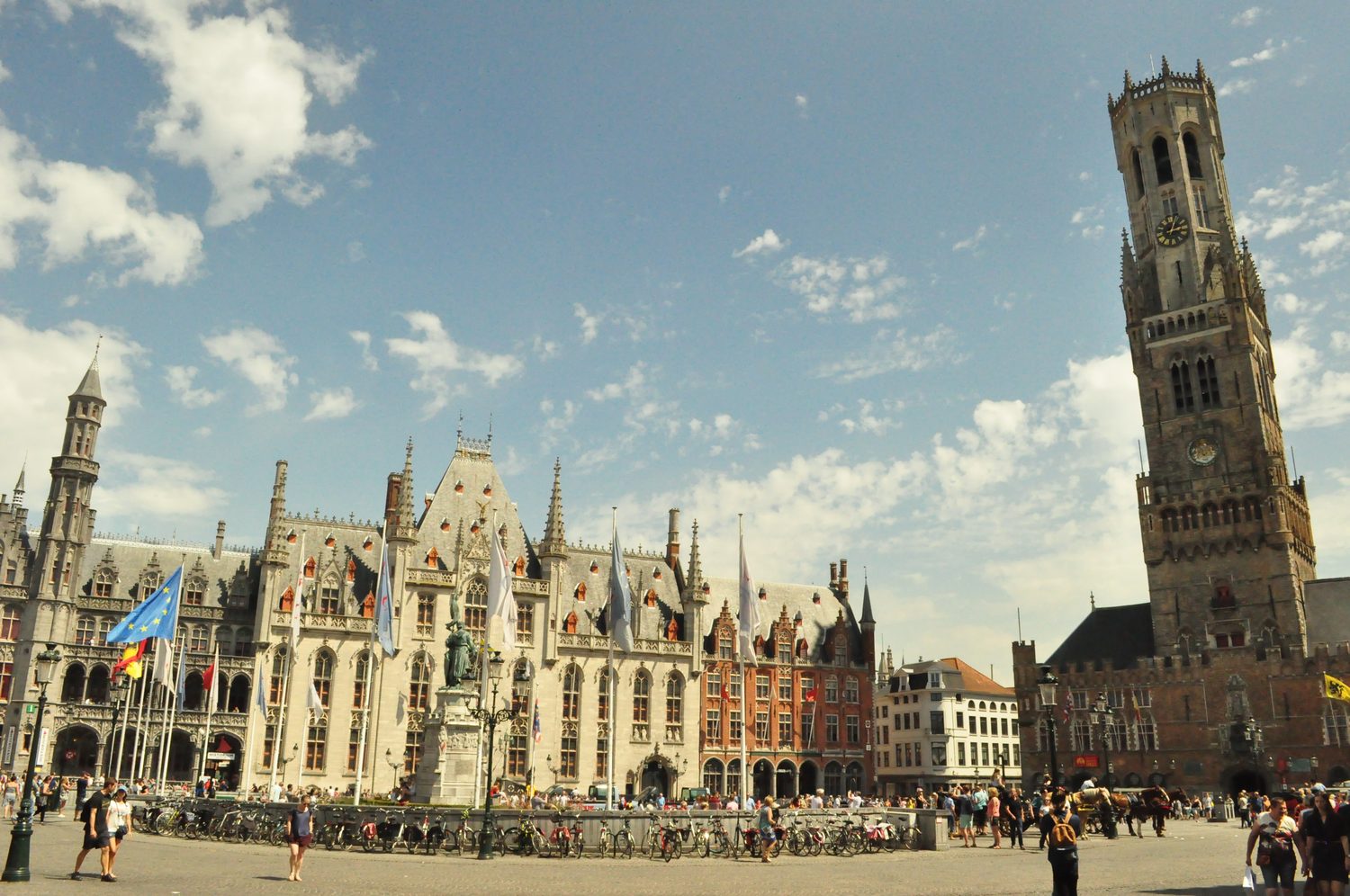 The market square and belfry of Bruges, Belgium